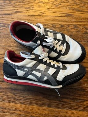 Onitsuka Tiger by Asics White Black Gray with Red Accent Men's Sneakers